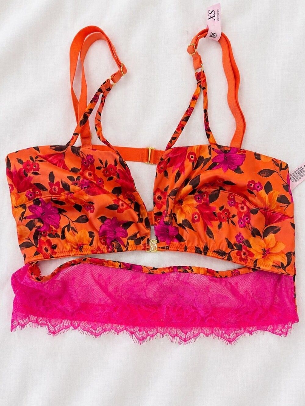 NWT Victoria's Secret Very Sexy Bra Top Bralette Floral Lace-Trim Size XS